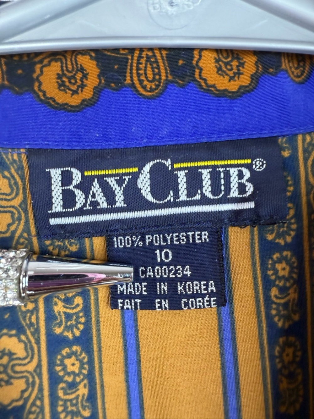 Bay club button up Vintage-Inspired Blue & Mustard Striped Button-Down Shirt - Picture 8 of 9